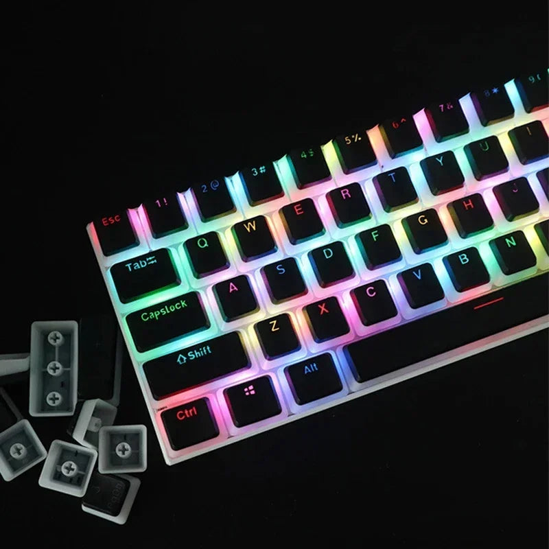 104 Key ABS/PBT Pudding Double Color Transparent Closed Character Color Small Set Mechanical Keyboard Cap Key