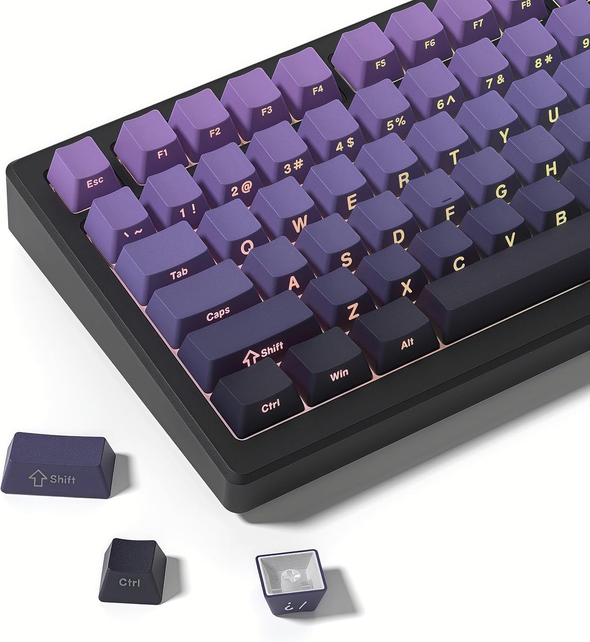 Shine through Keycaps Set,Double Shot PBT Keycaps Gradient