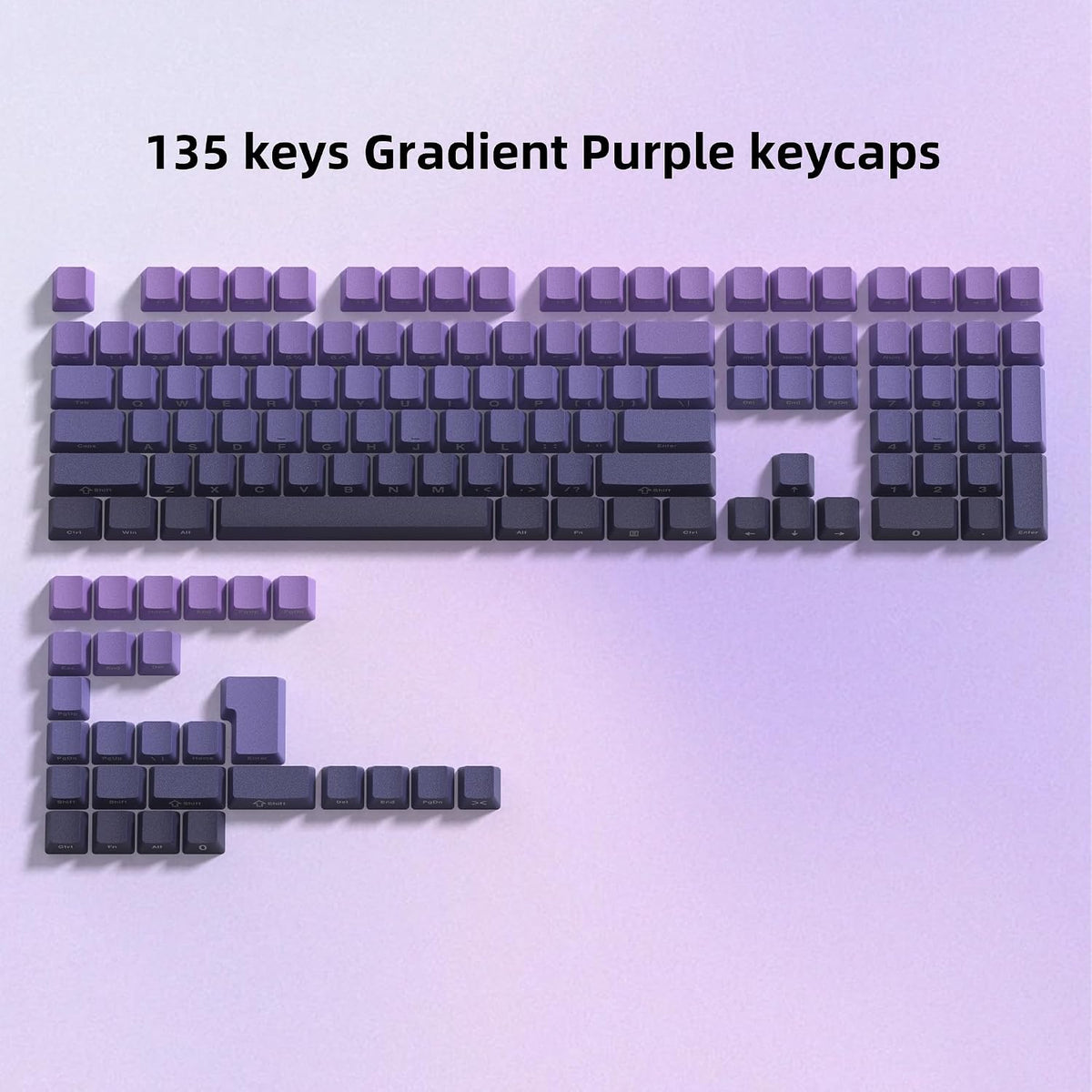 Shine through Keycaps Set,Double Shot PBT Keycaps Gradient