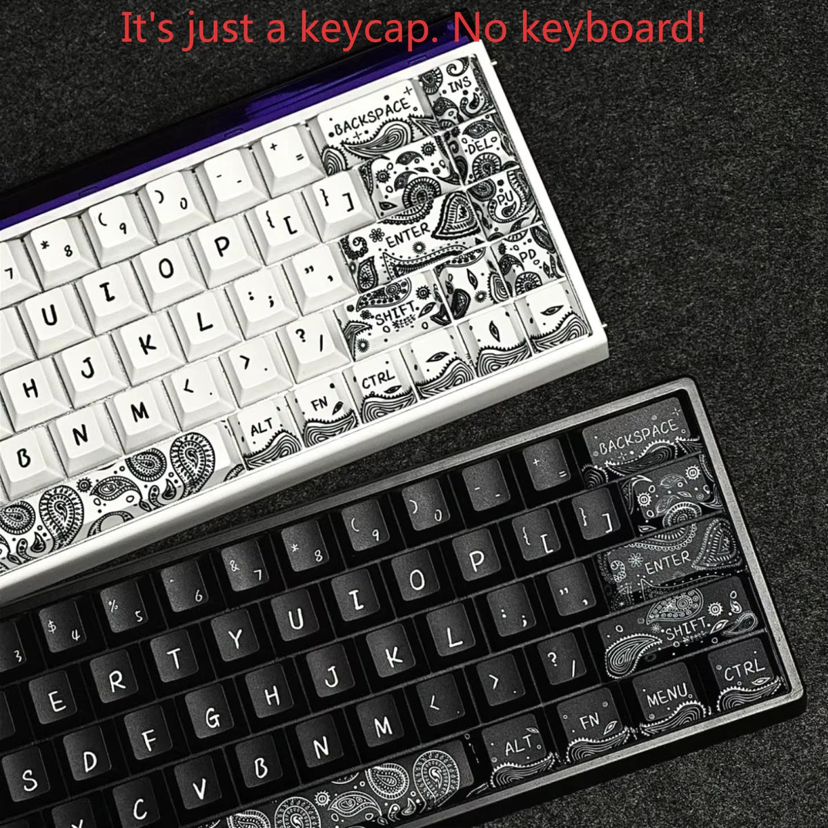 Paisley Black White Keycaps Cherry Profile PBT 83 101 Keys Custom Keycap Set for Wooting 60HE 80HE Mechanical Magnetic Keyboard