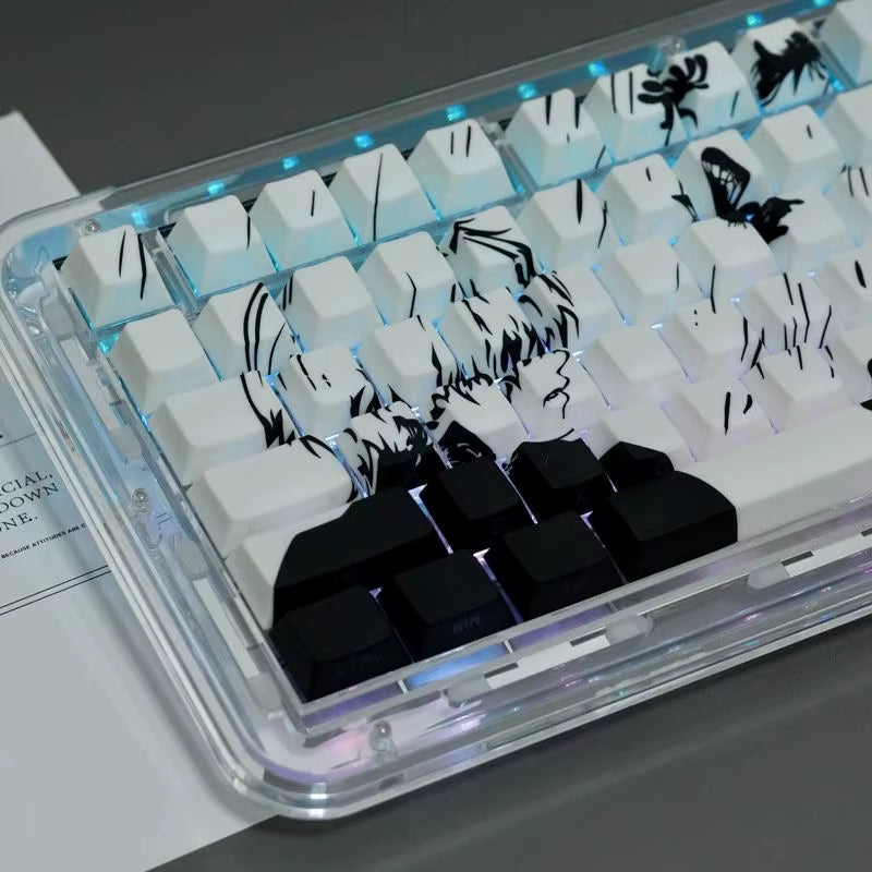 130 Key Kaneki Ken Theme Keycaps Comics Anime Key Cap PBT Cherry Profile Custom Original Handmade Keycap for Mechanical Keyboard