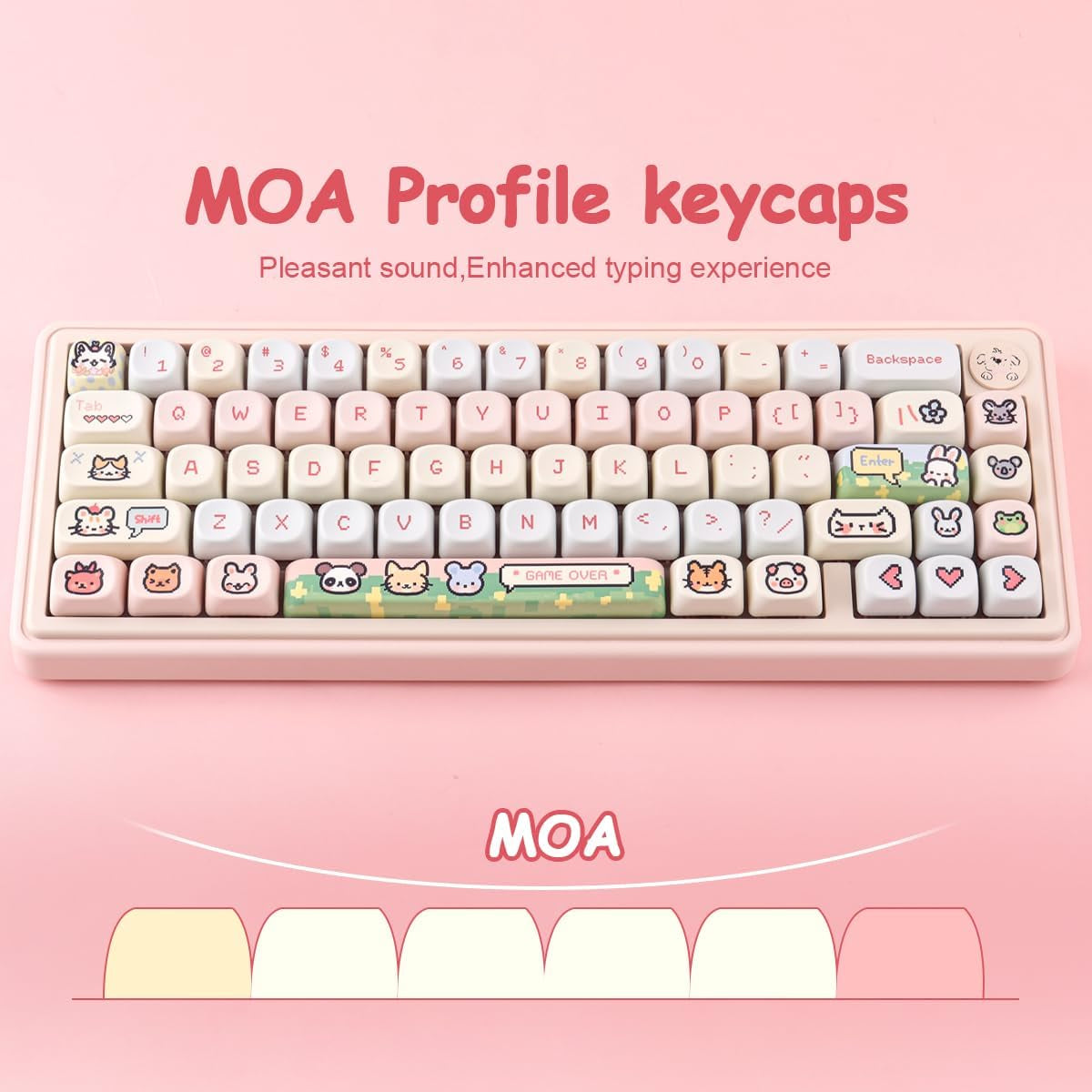 114 Keys MOA Profile Keycaps,Pixel Paradise PBT Keycap