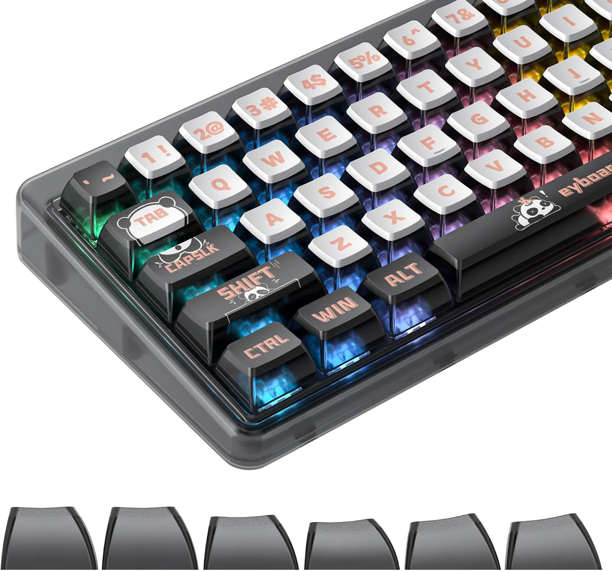 120 Keys ASA Profile PBT Pudding Keycap Panda Keycaps Dye-Sublimation Custom Keycaps for MX Switch Mechanical Gaming Keyboard(Panda)