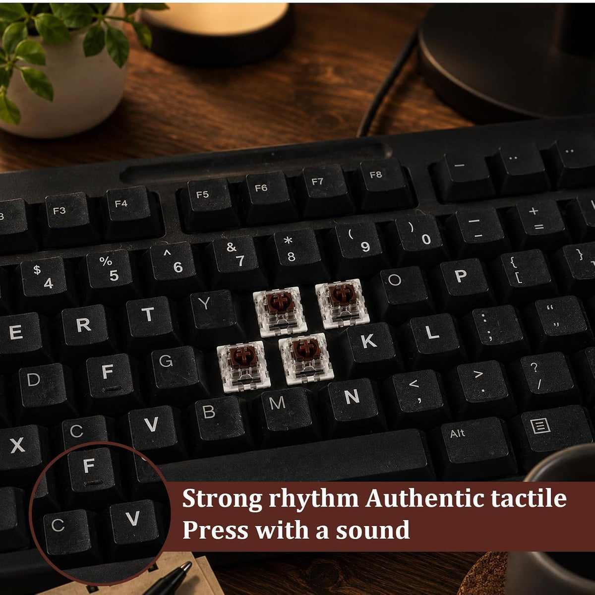 50 PCS Clickers for 3D Prints, Brown Mechanical Keyboard Switches 3 Pin Brown Clicky Switches with Switch Puller Waterproof Keyboard Clicker Keys Replacement for Mechanical Keyboards