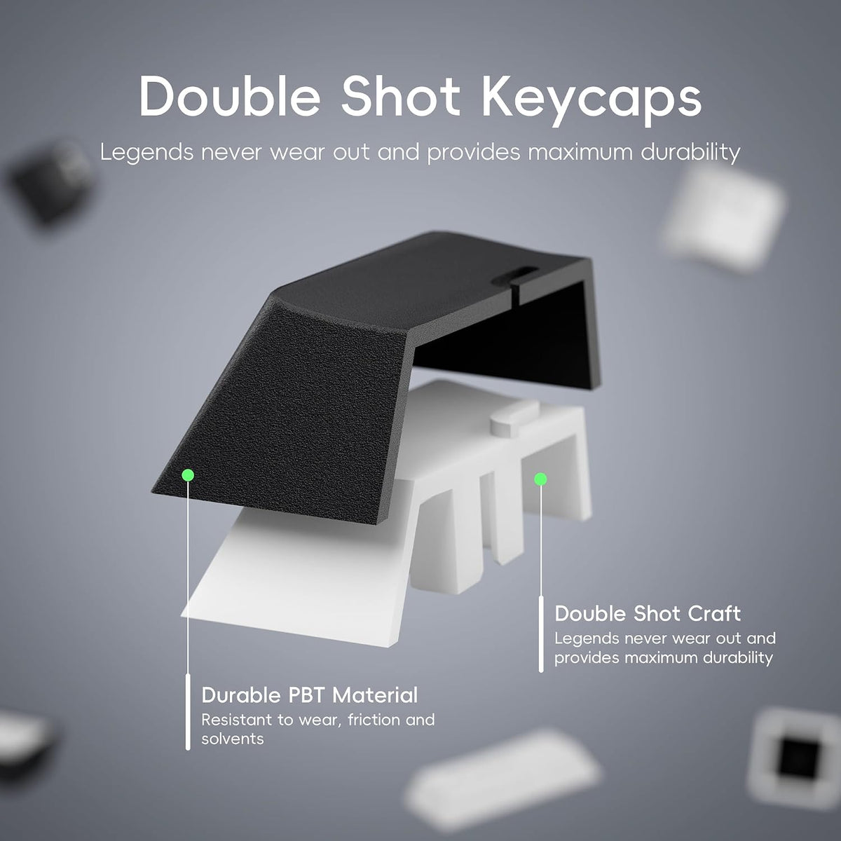 XVX Black Japanese Keycaps, Double Shot PBT Keycap Set, 146 Keys Cherry Profile WOB Keycaps Fit for Cherry Gateron MX Switches Mechanical Gaming Keyboard