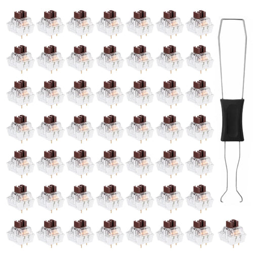 50 PCS Clickers for 3D Prints, Brown Mechanical Keyboard Switches 3 Pin Brown Clicky Switches with Switch Puller Waterproof Keyboard Clicker Keys Replacement for Mechanical Keyboards