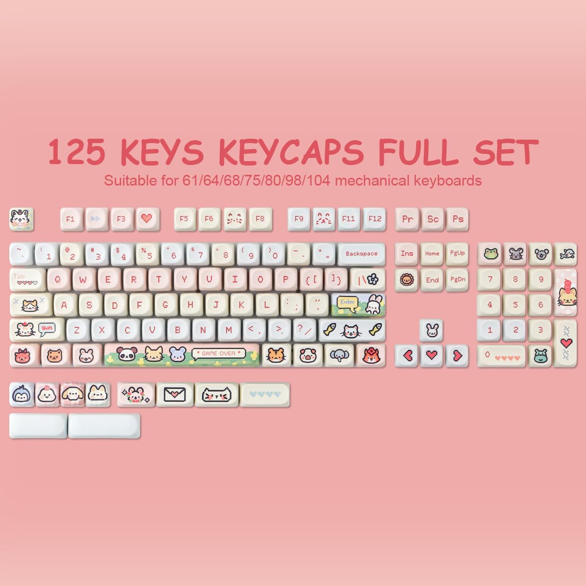 114 Keys MOA Profile Keycaps,Pixel Paradise PBT Keycap