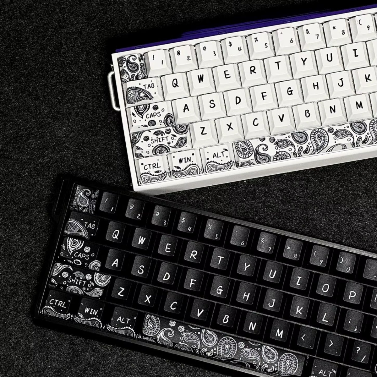 Paisley Black White Keycaps Cherry Profile PBT 83 101 Keys Custom Keycap Set for Wooting 60HE 80HE Mechanical Magnetic Keyboard