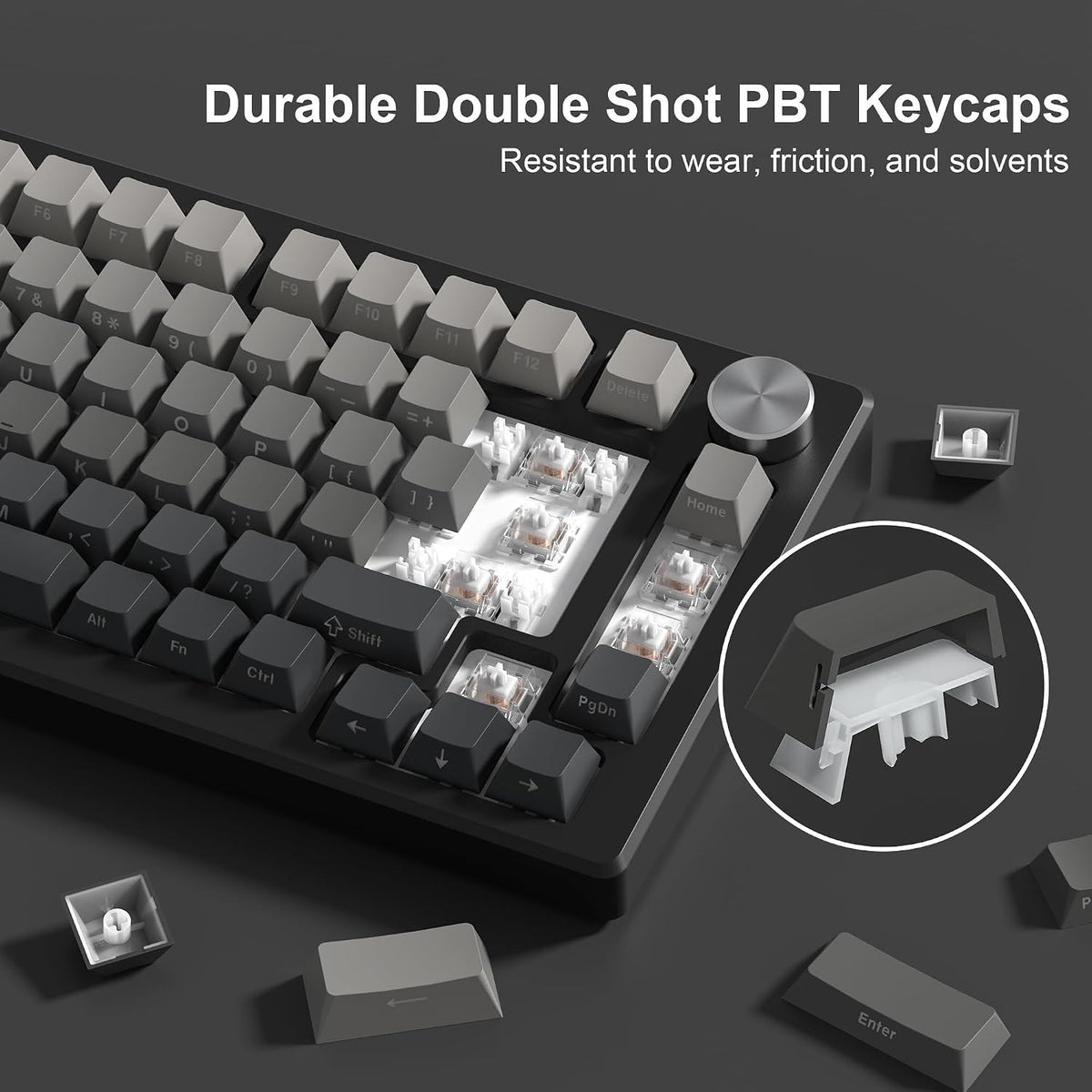 Shine through Keycaps Set,Double Shot PBT Keycaps Gradient