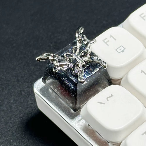 Custom Handmade Metal Keycaps Black Butterfly Girl Design OEM ESC Keys for Mechanical Gaming Keyboard Artisan Personality Gift