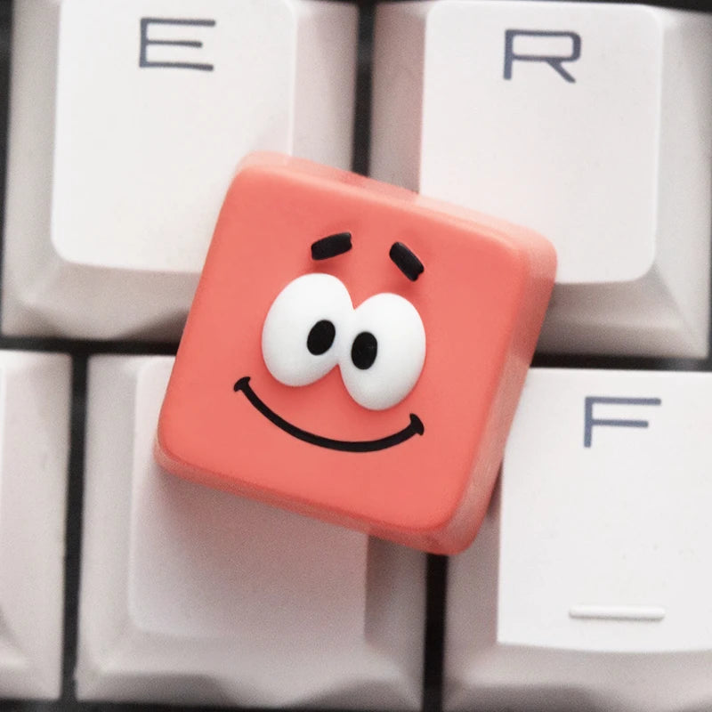 Cute Spongebob Patrick Squidward DIY Keycaps - Creative Cross-Shaped Cartoon Keycaps for Universal Mechanical Keyboards
