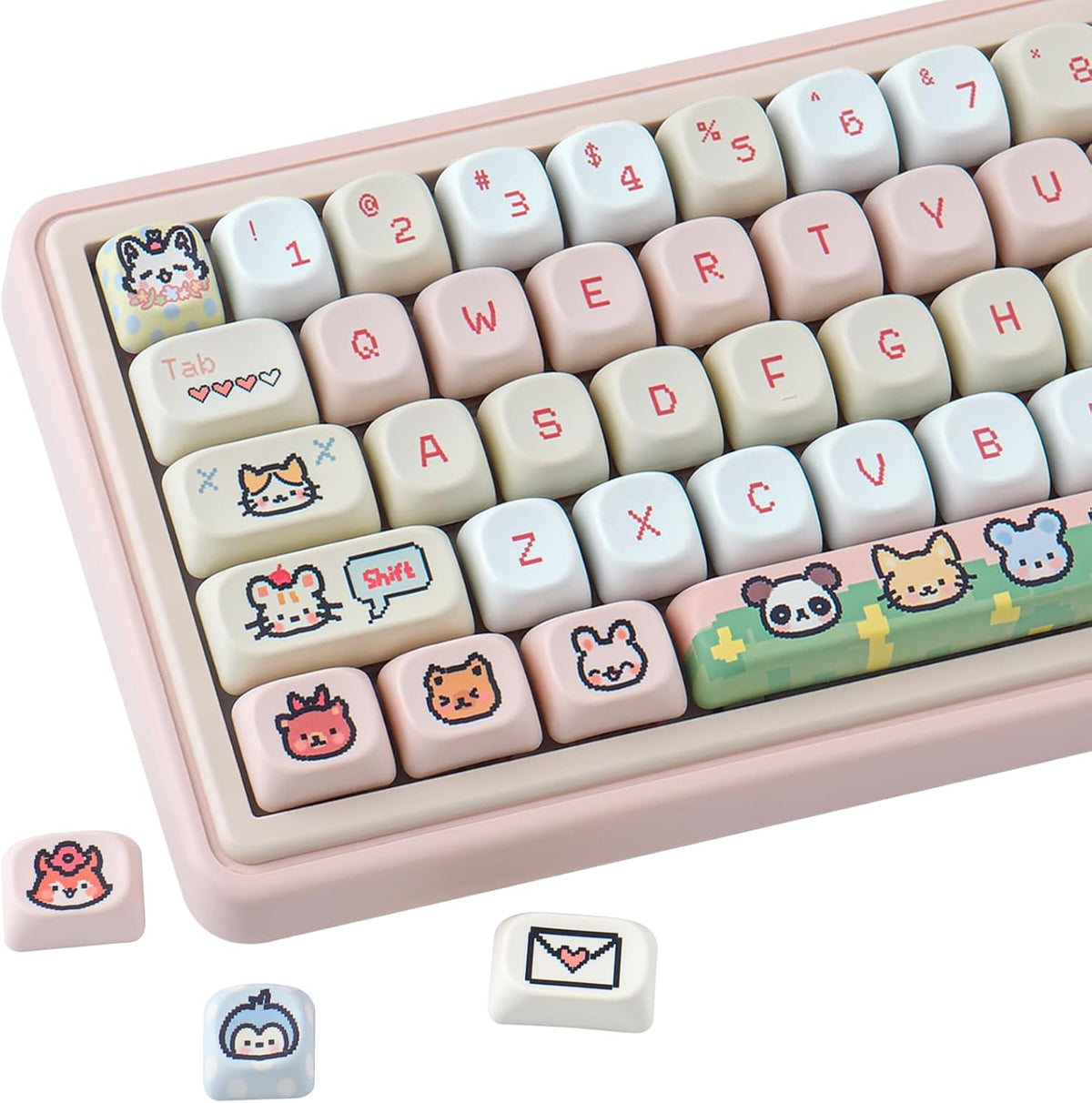 114 Keys MOA Profile Keycaps,Pixel Paradise PBT Keycap