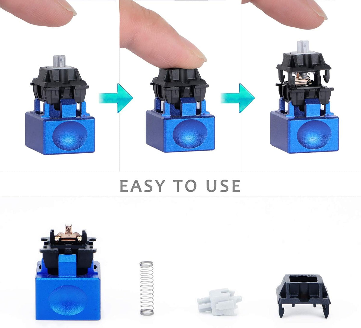 Aluminum Alloy Switch Opener with Keycap Puller for Cherry MX Switches – Blue