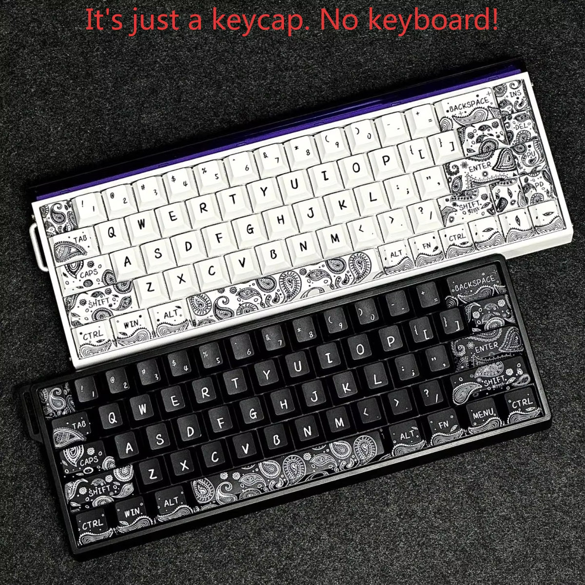 Paisley Black White Keycaps Cherry Profile PBT 83 101 Keys Custom Keycap Set for Wooting 60HE 80HE Mechanical Magnetic Keyboard
