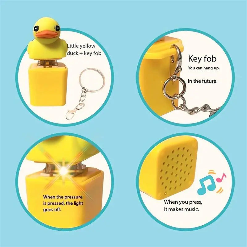 Duckling Quack Toy Duck Keyboard Keycap Regulator Rattle Button Sound Keychain Decorative Ornament Key Board Chain Hanging Rings