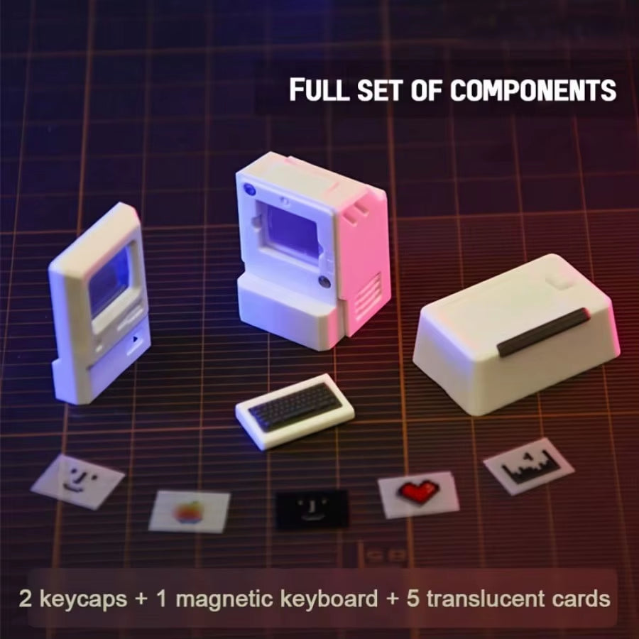 Retro Mini Macintosh Keycaps MK - Glowing Faceplates Custom MX Cross Double-Shot ABS Caps​