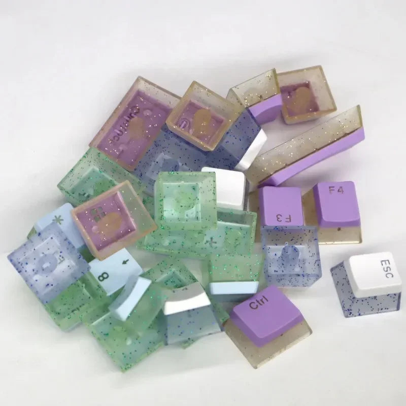 104 Key ABS/PBT Pudding Double Color Transparent Closed Character Color Small Set Mechanical Keyboard Cap Key