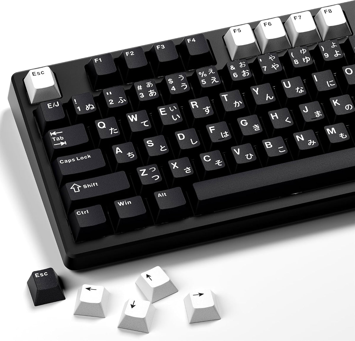 XVX Black Japanese Keycaps, Double Shot PBT Keycap Set, 146 Keys Cherry Profile WOB Keycaps Fit for Cherry Gateron MX Switches Mechanical Gaming Keyboard