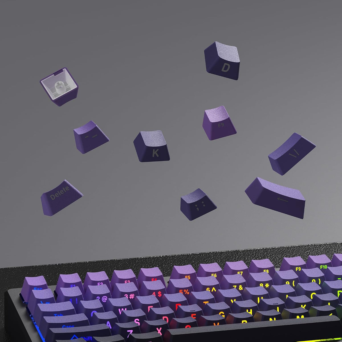 Shine through Keycaps Set,Double Shot PBT Keycaps Gradient