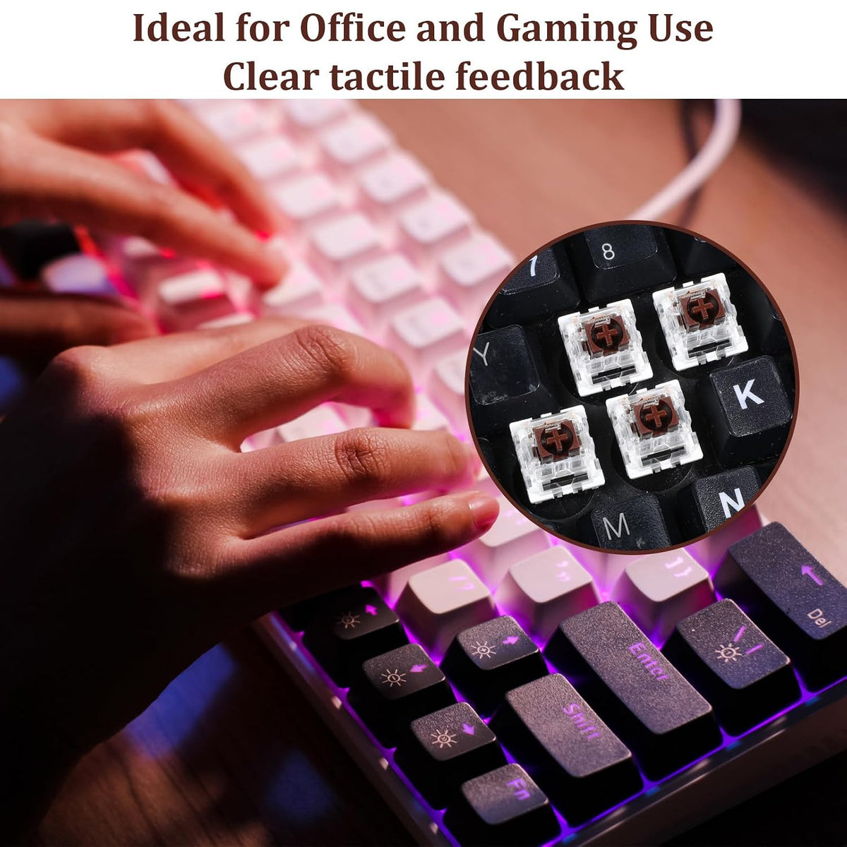 50 PCS Clickers for 3D Prints, Brown Mechanical Keyboard Switches 3 Pin Brown Clicky Switches with Switch Puller Waterproof Keyboard Clicker Keys Replacement for Mechanical Keyboards