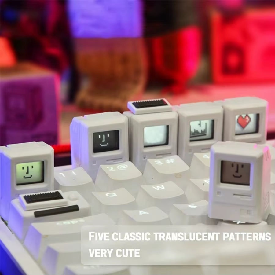 Retro Mini Macintosh Keycaps MK - Glowing Faceplates Custom MX Cross Double-Shot ABS Caps​