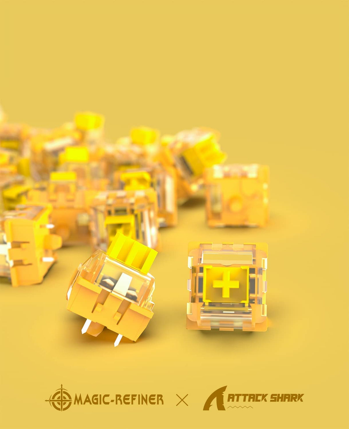 X Banana Yellow Switches for Mechanical Keyboard DIY, 38Gf Linear Keyswitch 3 Pins, Pre Lubed with POM Stem Compatible for MX Mechanical Keyboard Switches Set (100Pcs,Yellow)