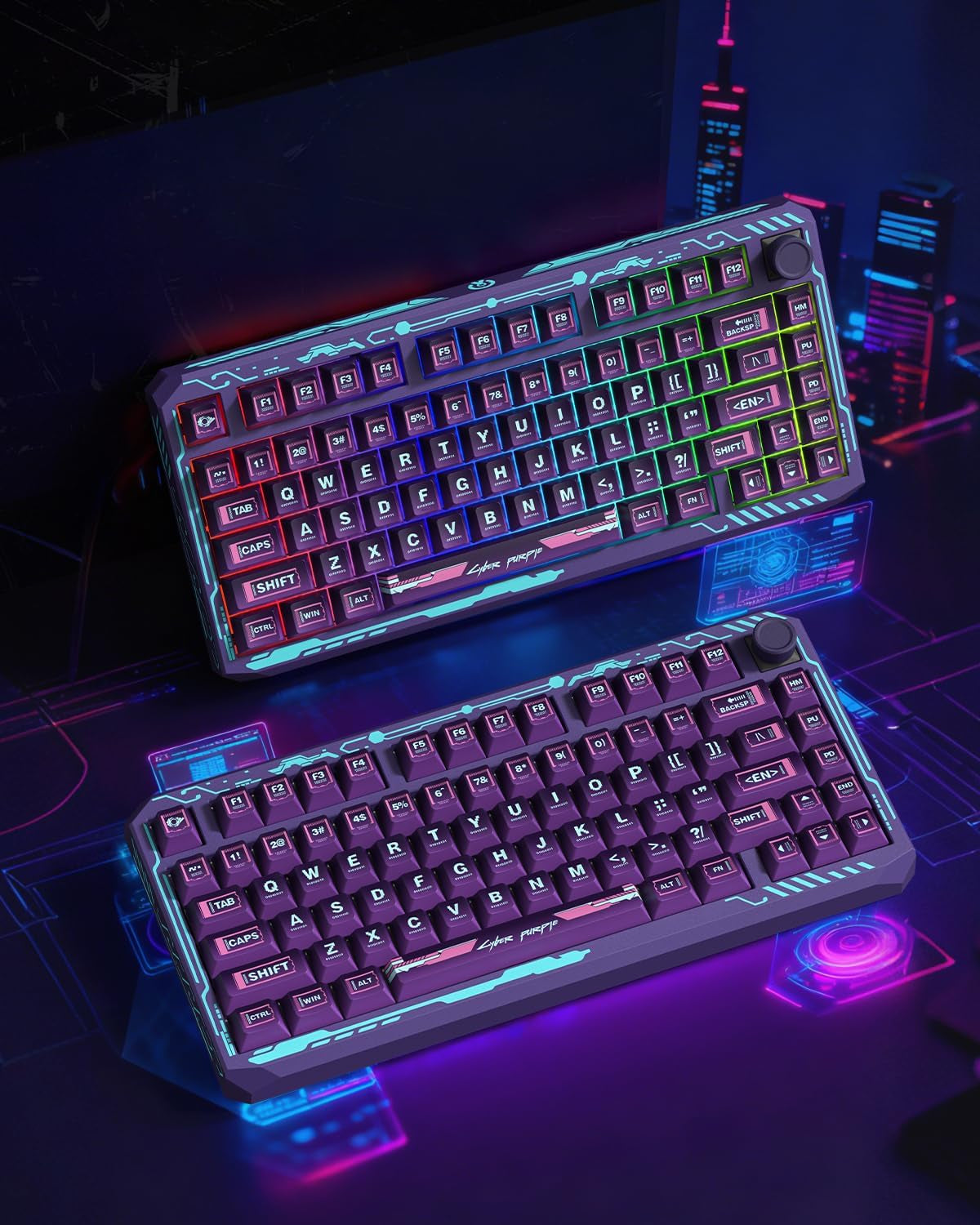 PBT Keycaps Set, ERA75 135 Key Caps,Dye-Sublimation, Cherry Profile Custom Keycap for 61/64/68/84/87/100/104/108 Mechanical Keyboard, Compatiability for 60 65 75 100 Percent Keyboads, Purple