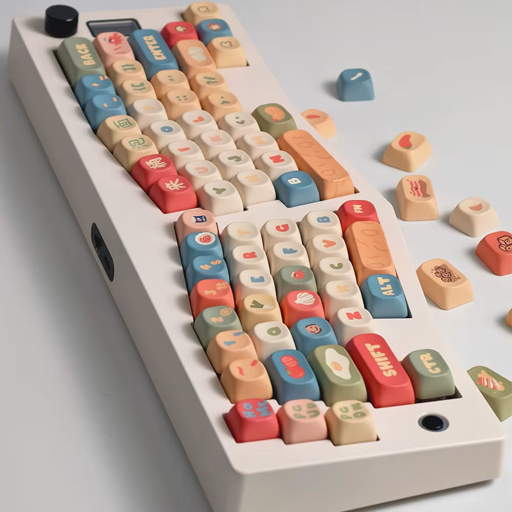 Instant Noodle Theme Keycap MOA Profile round Cartoon Cute Mechanical Keyboard Caps Five-Sided Thermal Sublimation PBT Keycaps