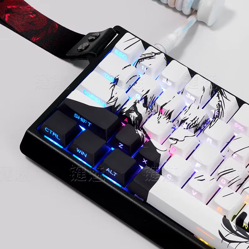 130 Key Kaneki Ken Theme Keycaps Comics Anime Key Cap PBT Cherry Profile Custom Original Handmade Keycap for Mechanical Keyboard