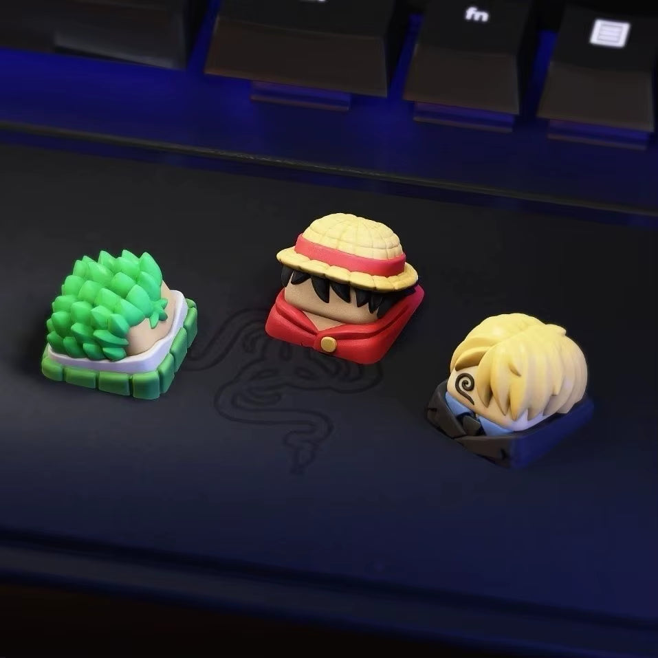 One Piece Peripherals Mechanical Keyboard Replacement Cap Roronoa Zoro Creative Cartoon Keycaps Monkey D Luffy Sanji Boy Gift