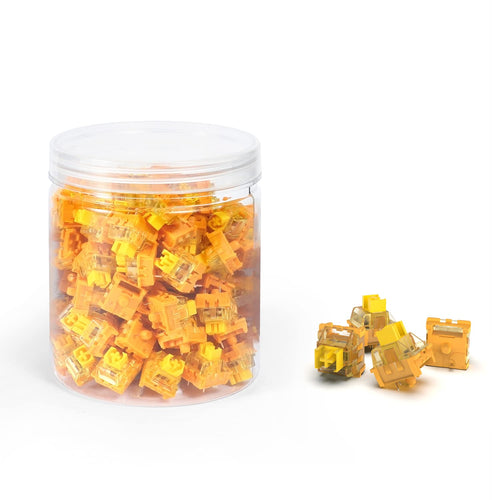 X Banana Yellow Switches for Mechanical Keyboard DIY, 38Gf Linear Keyswitch 3 Pins, Pre Lubed with POM Stem Compatible for MX Mechanical Keyboard Switches Set (100Pcs,Yellow)
