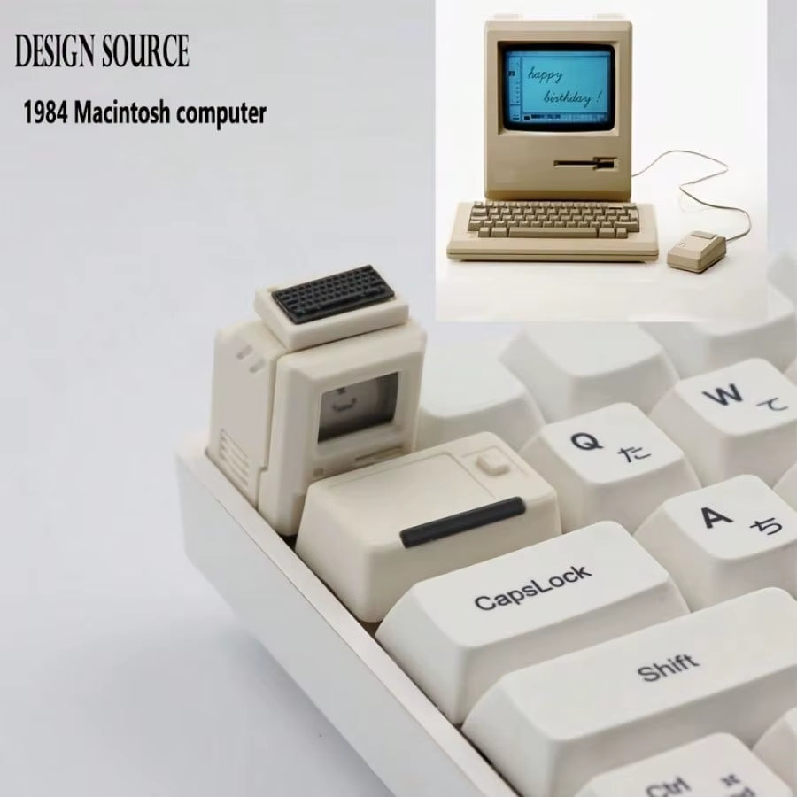 Retro Mini Macintosh Keycaps MK - Glowing Faceplates Custom MX Cross Double-Shot ABS Caps​
