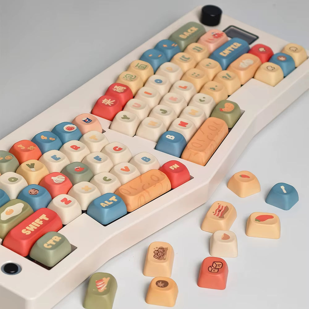 Instant Noodle Theme Keycap MOA Profile round Cartoon Cute Mechanical Keyboard Caps Five-Sided Thermal Sublimation PBT Keycaps