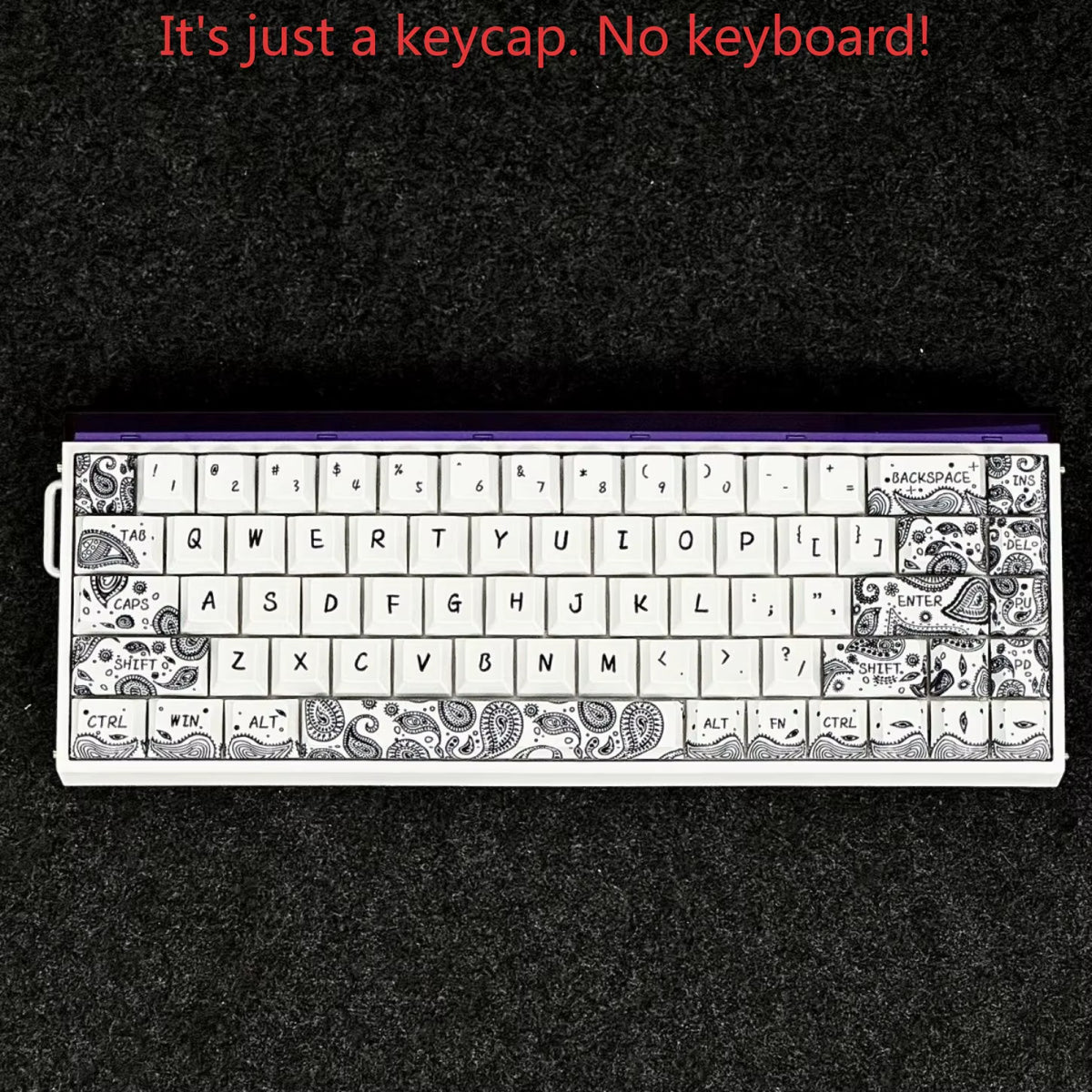 Paisley Black White Keycaps Cherry Profile PBT 83 101 Keys Custom Keycap Set for Wooting 60HE 80HE Mechanical Magnetic Keyboard