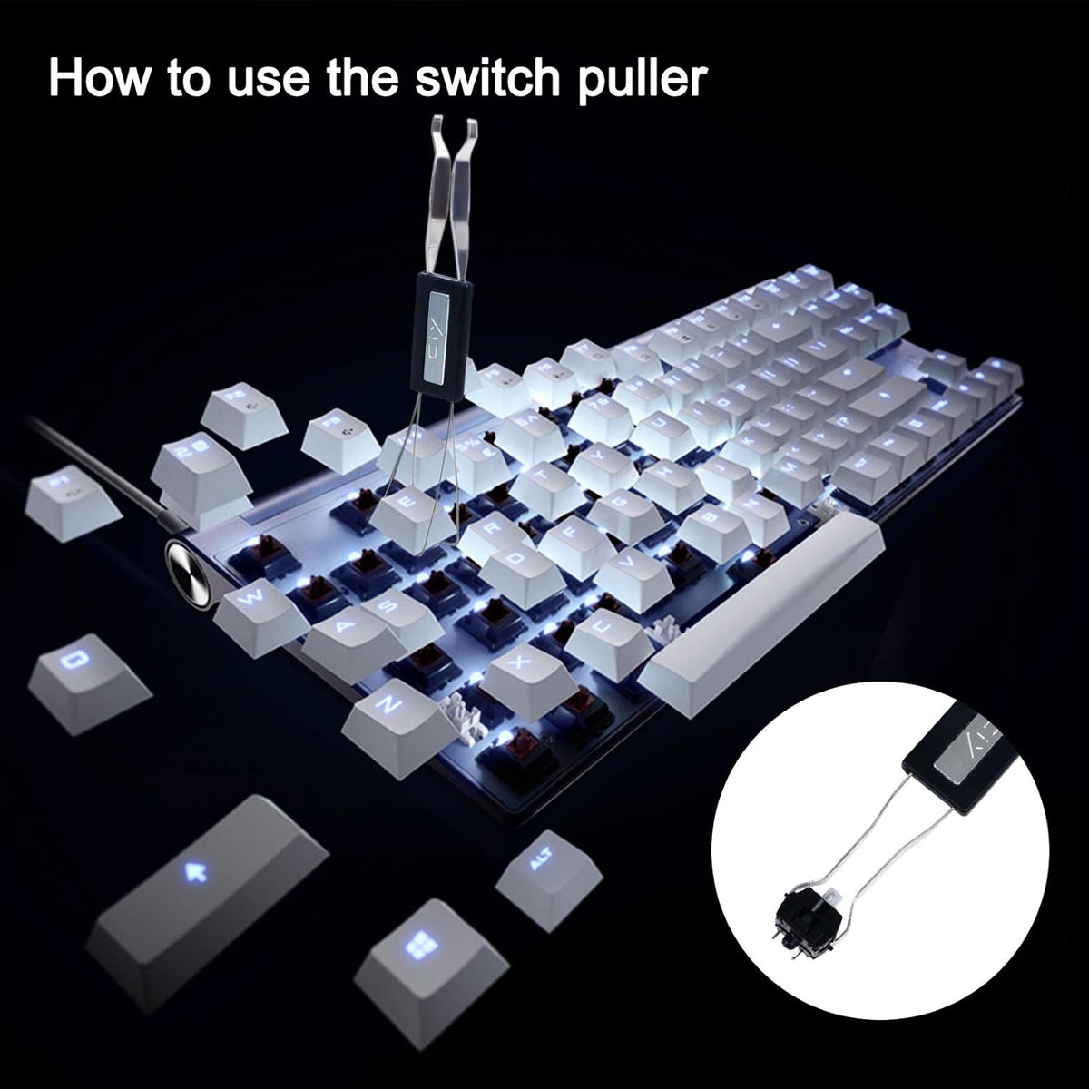 Aluminum Alloy Switch Opener with Keycap Puller for Cherry MX Switches – Blue