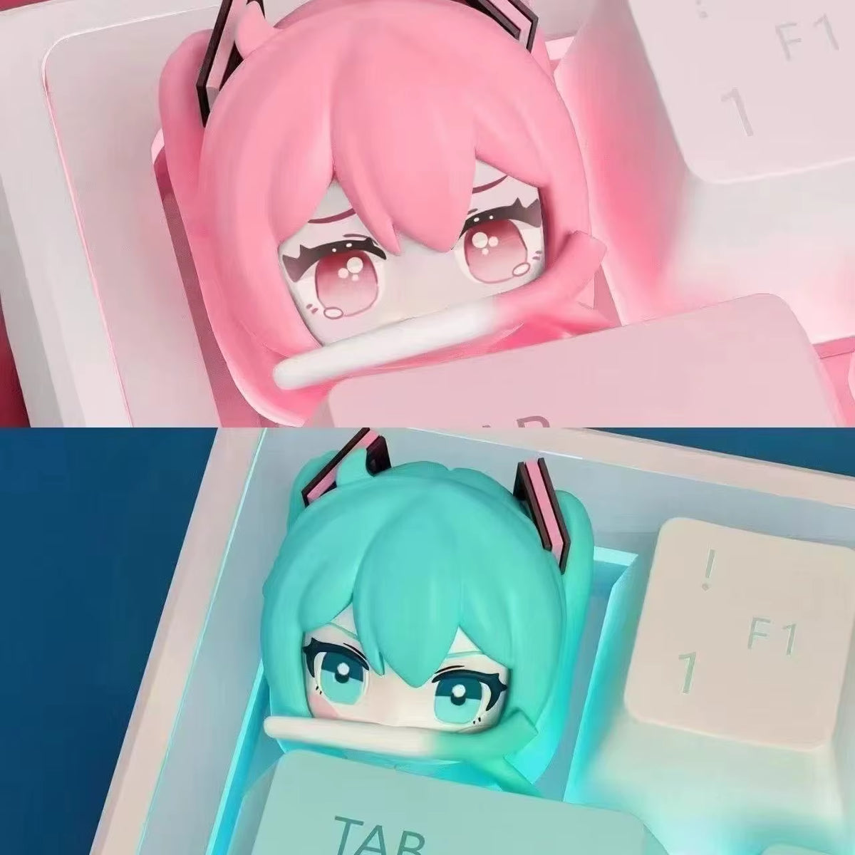 Hot Hatsune Miku DIY Keycaps Anime Personality Cross Axis PBT Mechanical Keyboard Keycap Cartoon Resin Keycaps Decoration Gifts