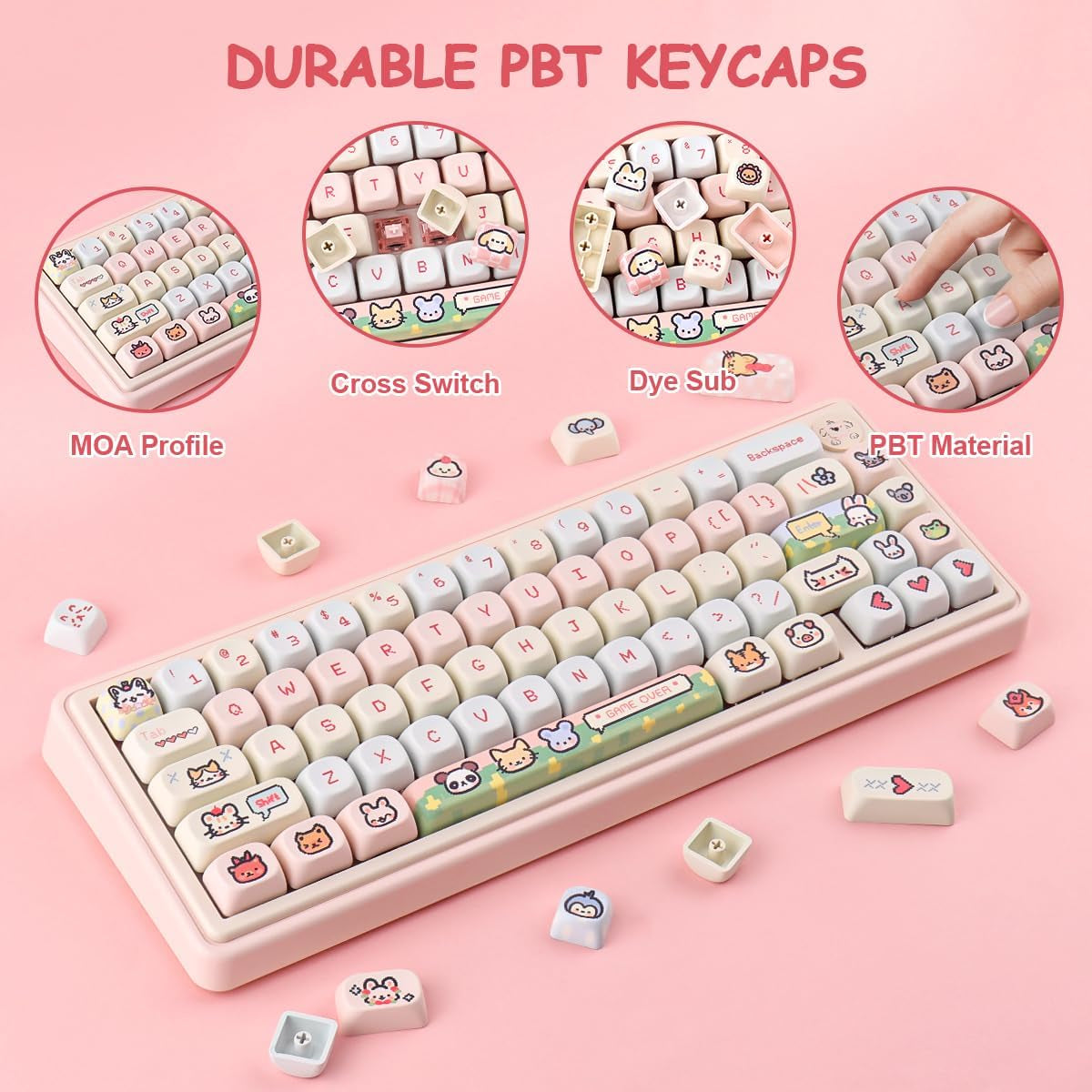 114 Keys MOA Profile Keycaps,Pixel Paradise PBT Keycap
