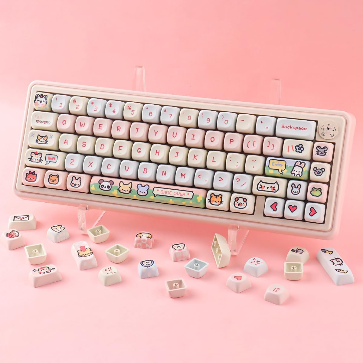 114 Keys MOA Profile Keycaps,Pixel Paradise PBT Keycap